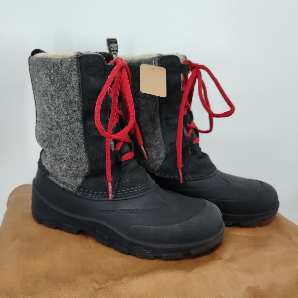 Woolrich Fully Wooly Black/Grey Cream Winter Boots Size Women's 8